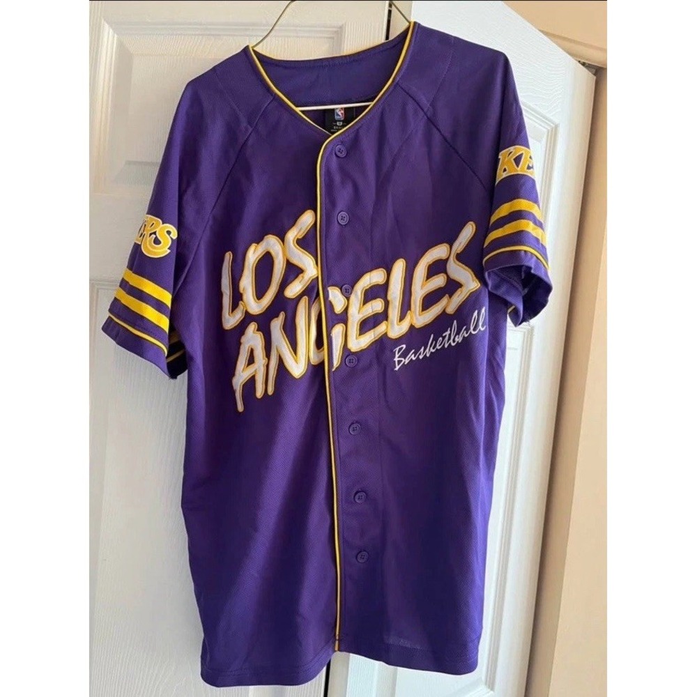 NBA Los Angeles Lakers Button Up Jersey Purple Size Small Basketball Shirt